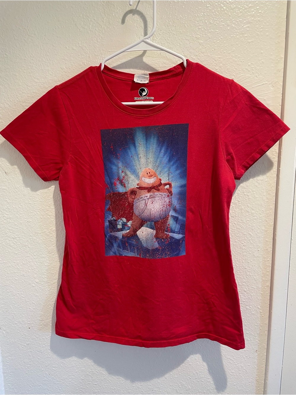 💥 DreamWorks Captain Underpants Movie Poster Red Graphic Tee M 🎬